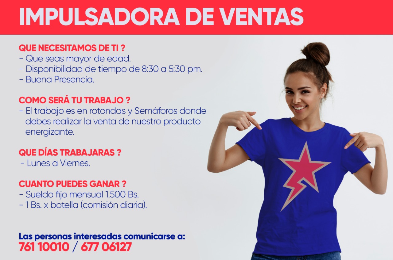 IMPULSADORAS DE VENTAS | Trabajando Bolivia